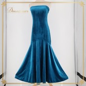 フラダンス 衣装 ワンピース ドレス アレミティ ブルー系 POERAVA BY AREMITI 日本製 ベロア チューブトップ ワンカラー 無地 きれい 上品 高級感 かわいい 華やか 鮮やか ピーコックグリーン ハワイアン アロハ フラ ダンス レッスン