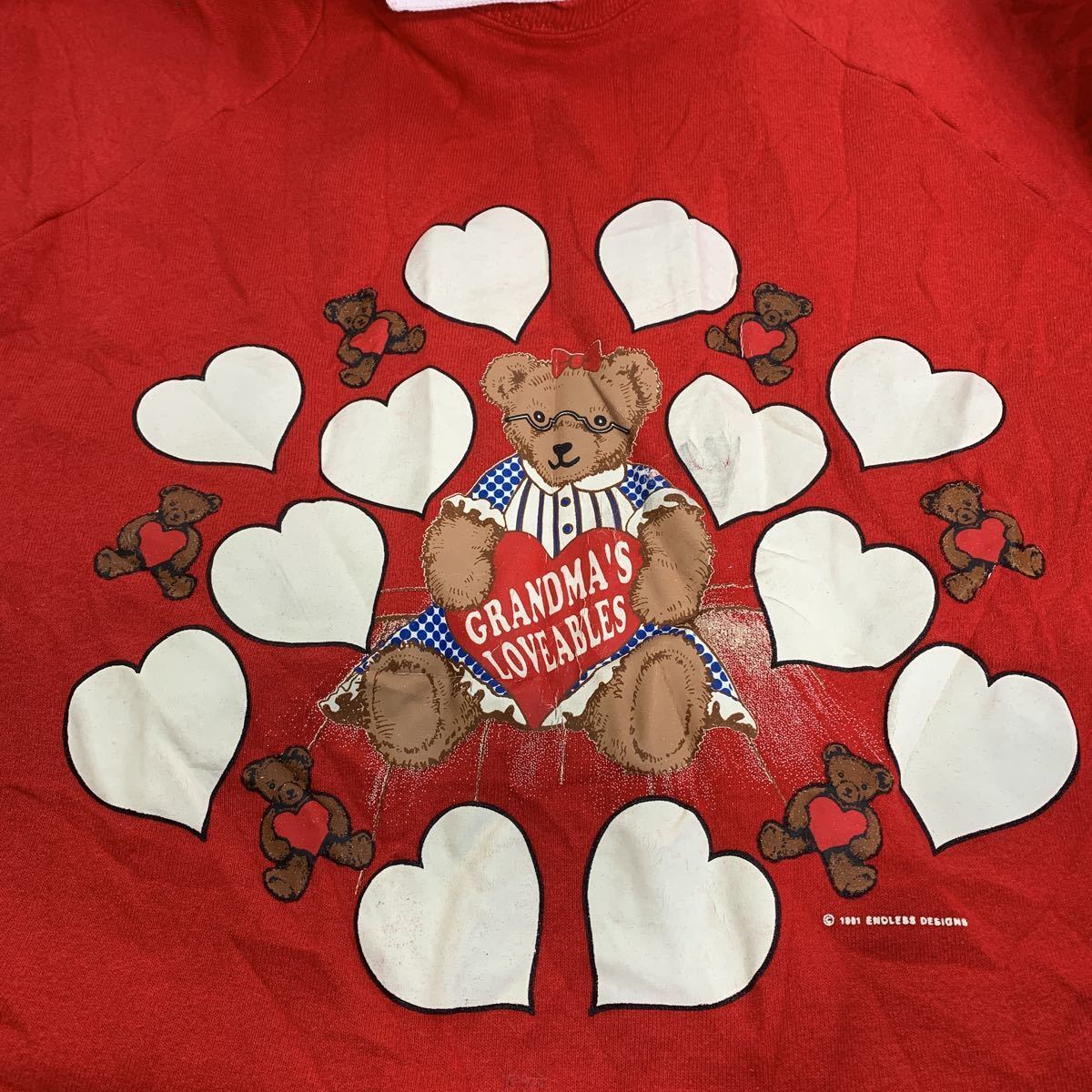 バレンタイン　くま　トレーナー XL 古着 バレンタインくまトレーナー XL 古着