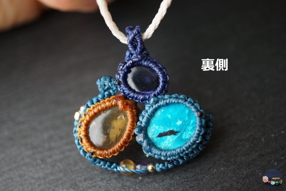 クリソコラ＆シトリン＆アイオライトのマクラメネックレス - voyage