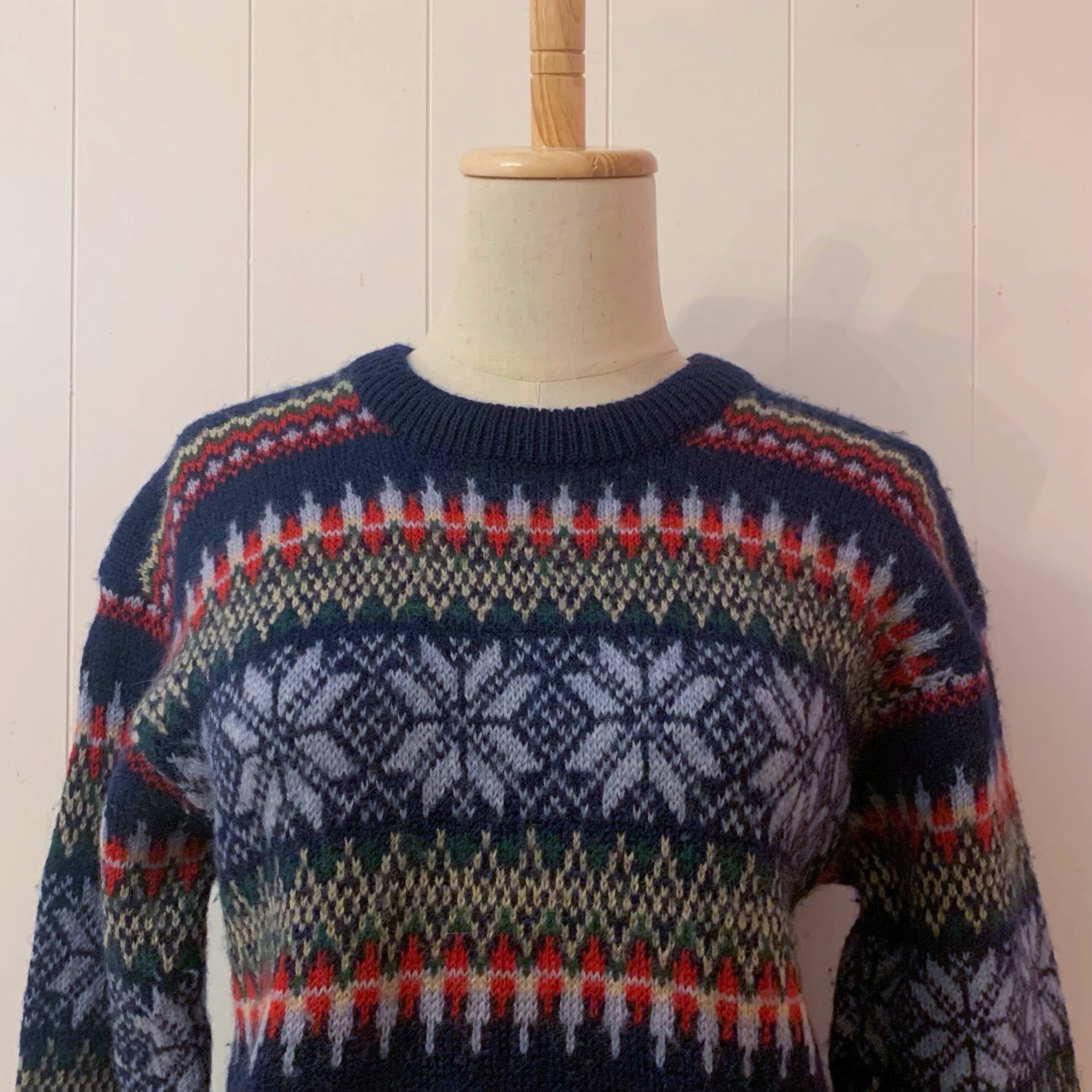 blue snow crystal nordic sweater
