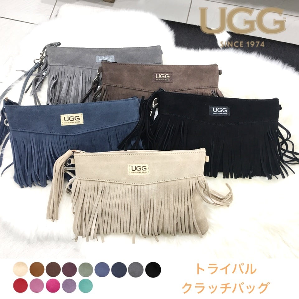 [UGG 1974] 本革 スエード フリンジ クラッチバッグ | UGG Australian made since 1974 powered by  BASE