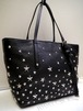 2017美品★JIMMY CHOO ジミーチュウ SASHAサシャ マルチ☆スタッズ レザー トート バッグ 黒x銀★ ☆スタッズが主張する万能トートモデル♪