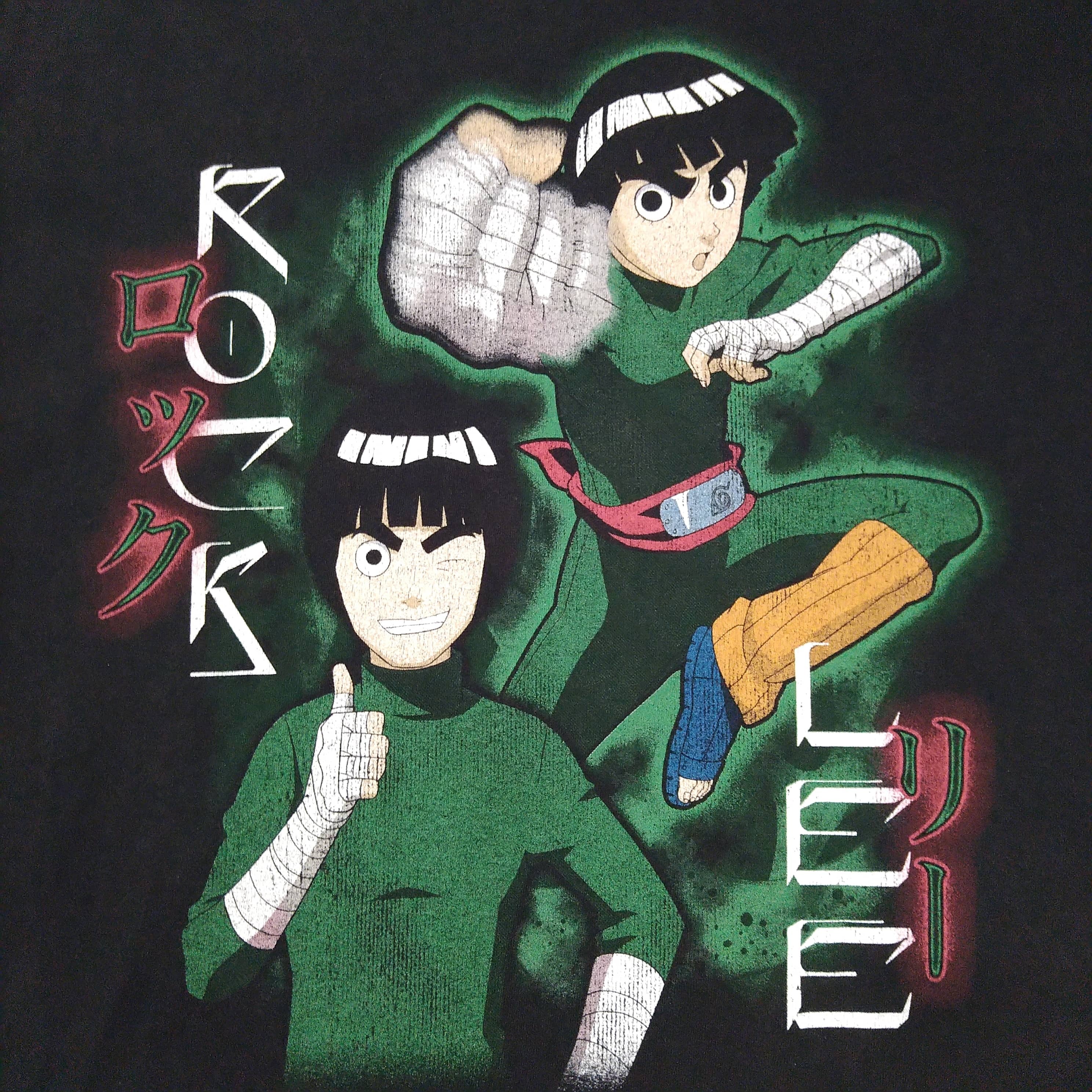 古着 ナルト ヴィンテージ加工Tシャツ Lサイズ 黒 ロック・リー アニメ