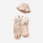 レースの襟が可愛い小花柄ロンパース