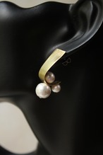 真鍮とコットンパールの大ぶりピアス＆イヤリング