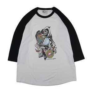 post-mortem effects 3/4sleeve Tee （White/Black)