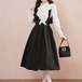 【2点セット】ロングカフラッフルブラウス+タックフレアジャンスカ ・78862