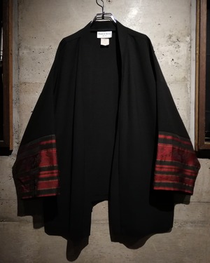 【Caka】Jacquard × Sheer Switching Loose Haori Jacket