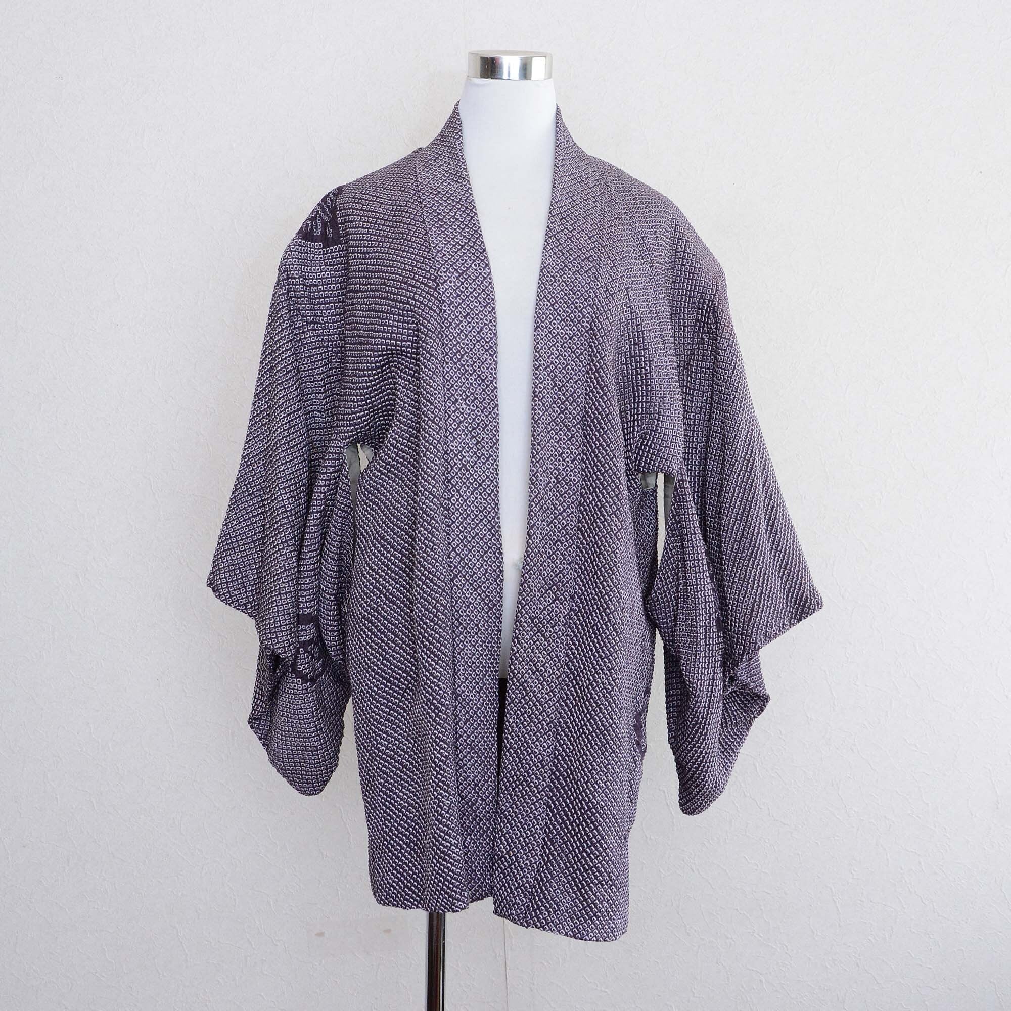総絞り 羽織 着物 正絹 紫 ジャパンヴィンテージ 昭和 | haori jacket