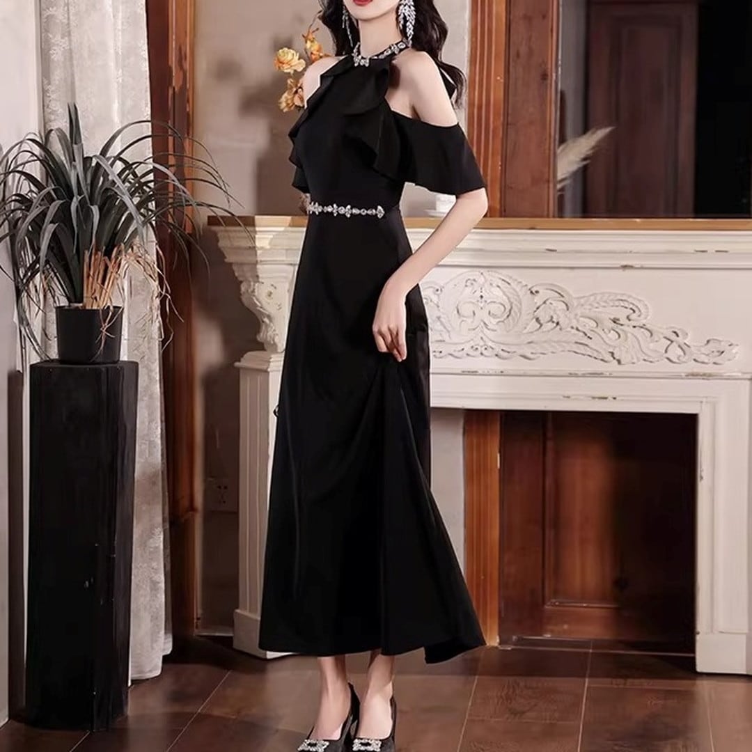 Halter Neck Midi Dress V3298
