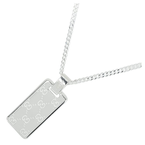 New GUCCI グッチ アクセサリー ペンダント GGシグネチャー タグ プレート ネックレス シルバー SV925 新品
