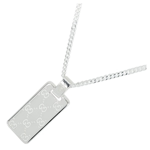 New GUCCI グッチ アクセサリー ペンダント GGシグネチャー タグ プレート ネックレス シルバー SV925 新品