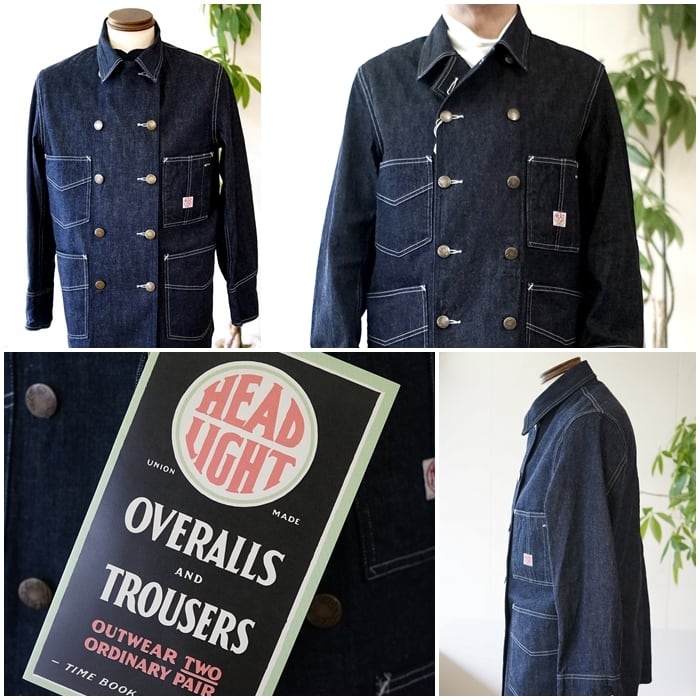 HEADLIGHT ヘッドライト ダブルブレスト デニム カバーオール デニム