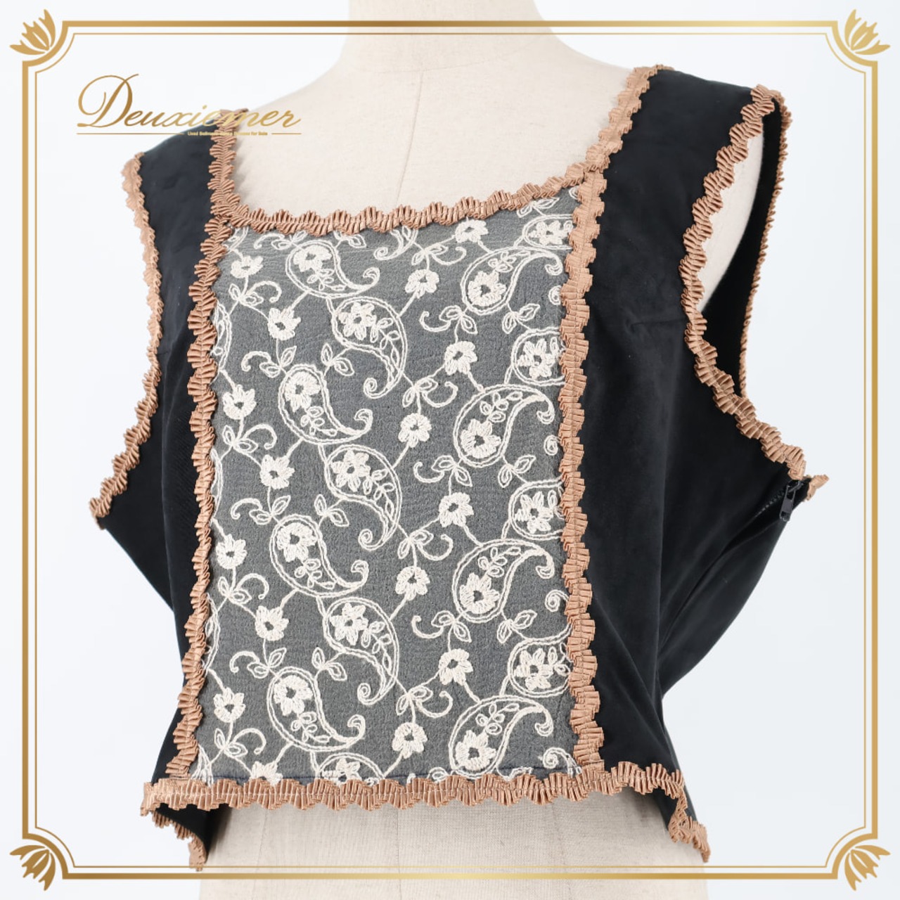 フォークダンス 衣装 Paondor パンドール ベスト ブラック系 花 花柄 刺繍 黒 白 茶 レース かわいい 練習 レッスン ダンス衣装 イベント おしゃれ チロリアン カントリー 日本製 ホワイト系 ブラウン系