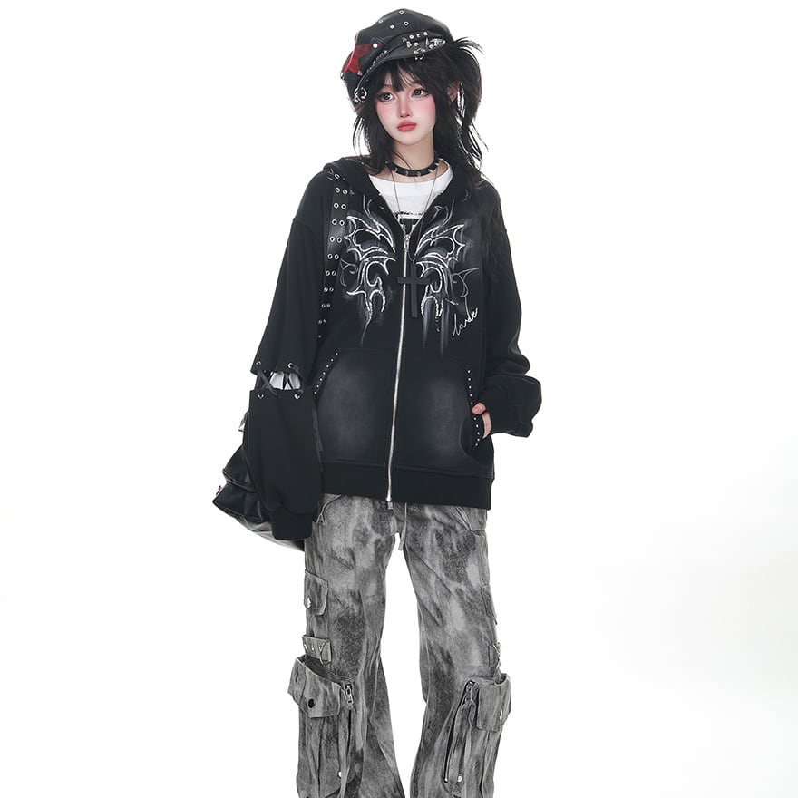 KRYclothing スタッズフードパーカー パーカー | KRY clothing