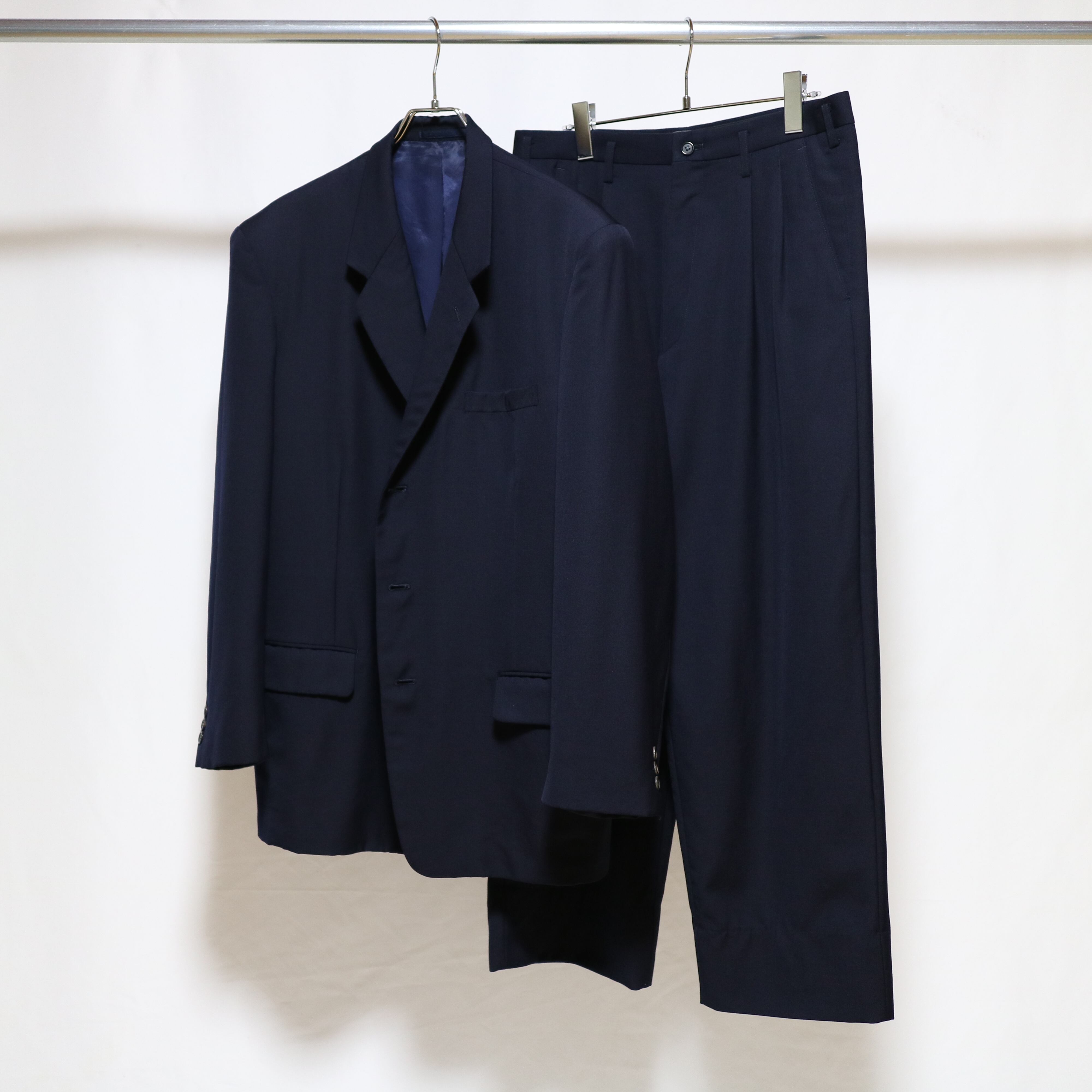 Y's for men / 92SS Summer Wool Fabric Navy Suit / Made in Japan  /ヨウジヤマモト/ワイズフォーメン/スーツ/セットアップ/デザイナーズ/アーカイブ/90年代/日本製