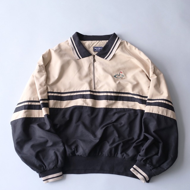 over silhouette bi-color half-zip pullover