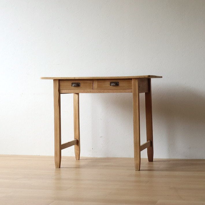 アンティーク 古家具 ◾️木製無垢材 引き出し2杯 作業机 テーブル 