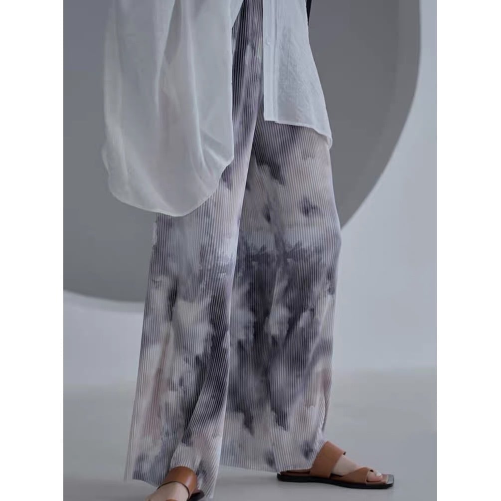 Tie dye pattern pleated wide pants 948 | entire...