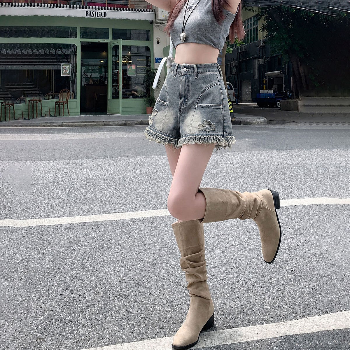 デニム ショートパンツ レディース 夏 ダメージ クラッシュ 裾フリンジ