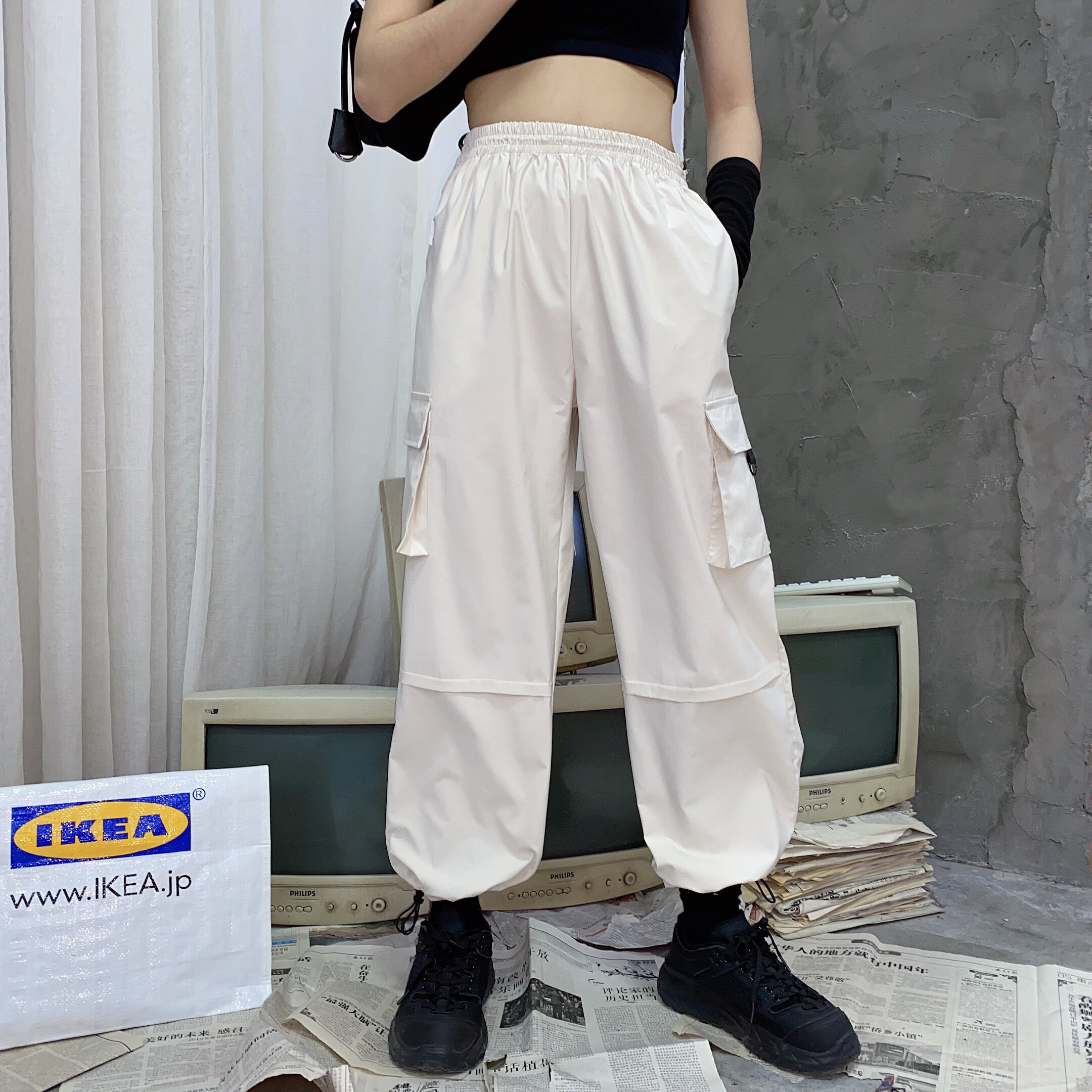 スリムハイウエスト オーバーオール 韓国系 2色展開 a145 オーバーオール レディース夏服韓国ファッショントレンド