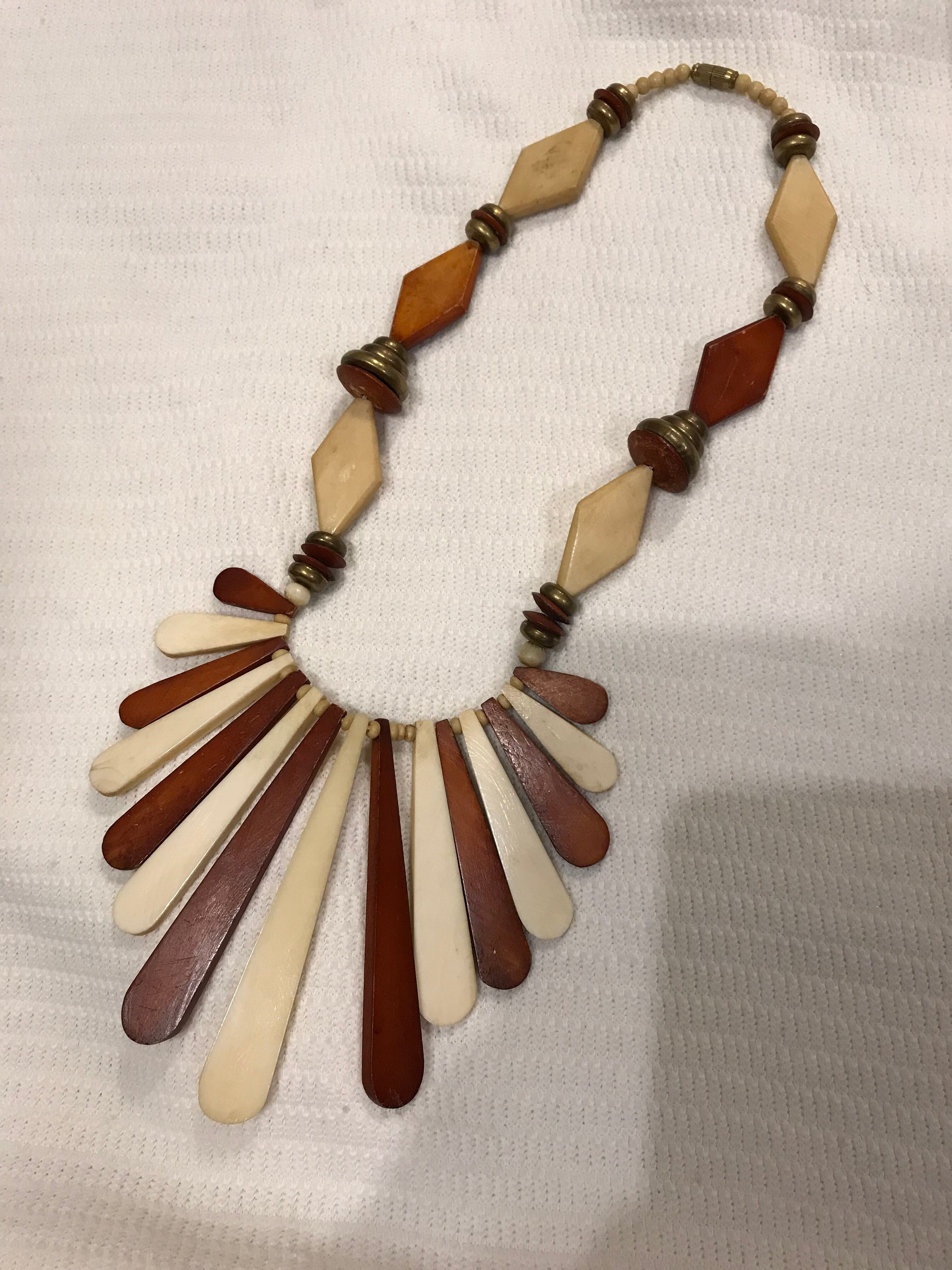 70s brown Necklace ( ヴィンテージ ブラウン ネックレス )