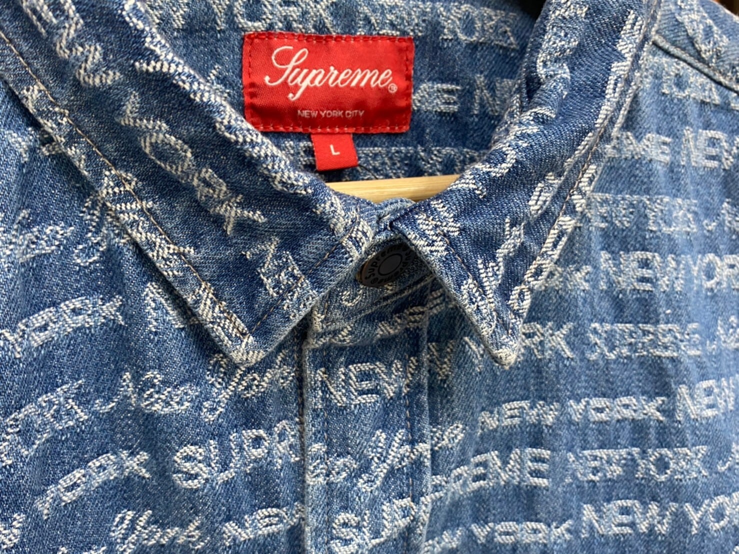 Supreme Jacquard Logos Denim Shirt Large