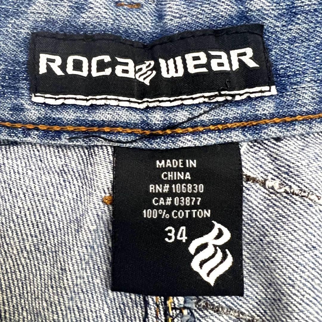 ROCAWEAR ロカウェア　薄手　ハーフ　デニム　パンツ　ストライプ　34