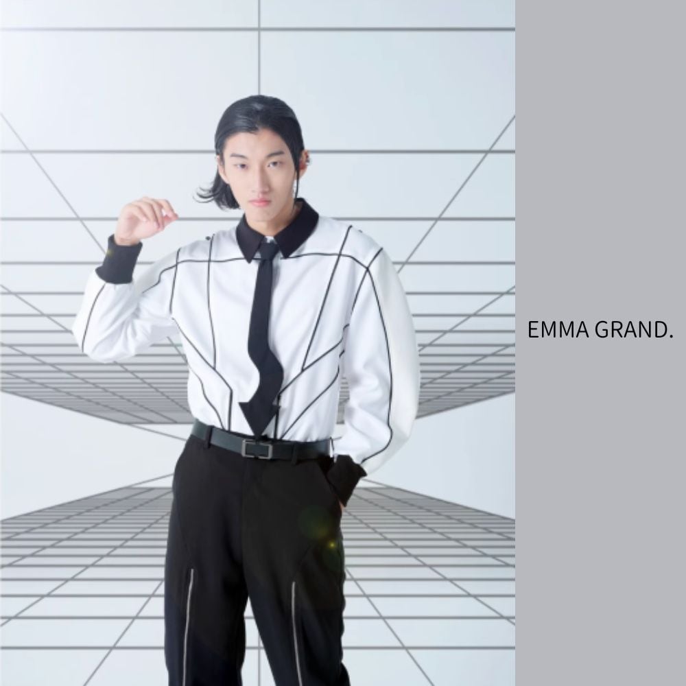 矢印で飾った「曲線美」「直線美」ネクタイ E00520 | EMMA GRAND.