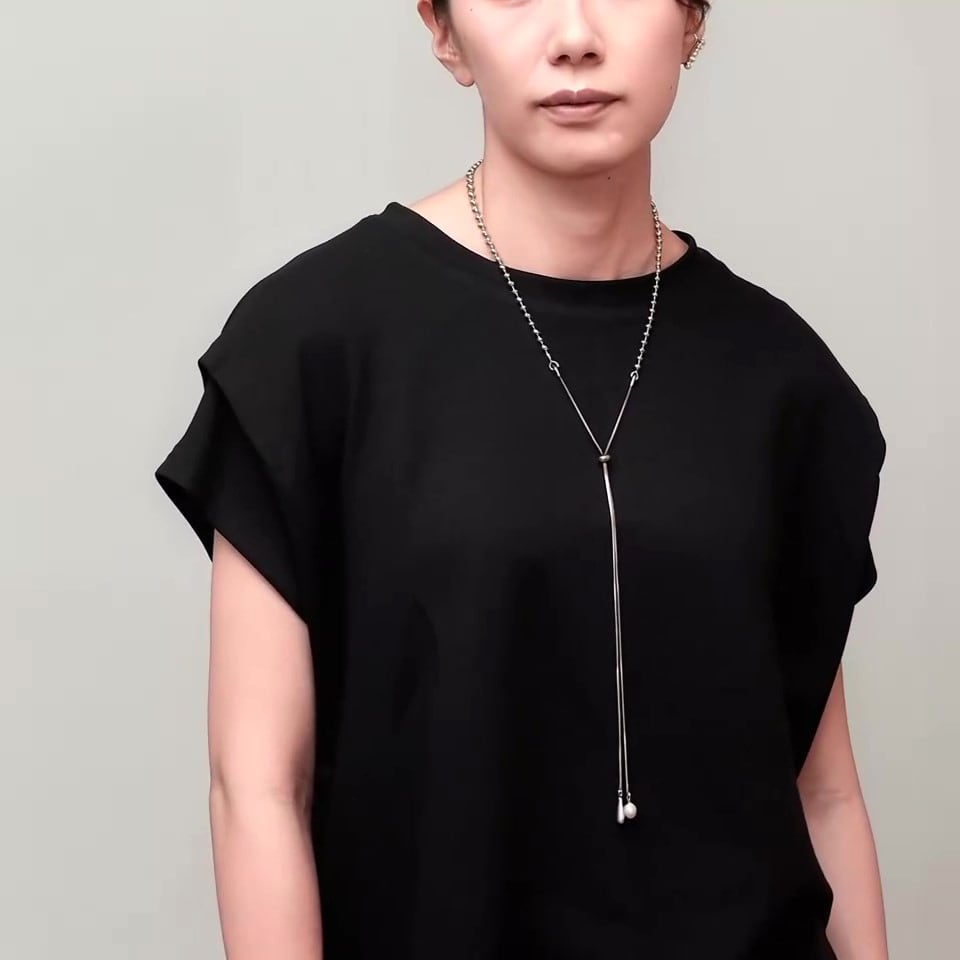 ロング ラリエット ネックレス 淡水パール ドロップチャーム