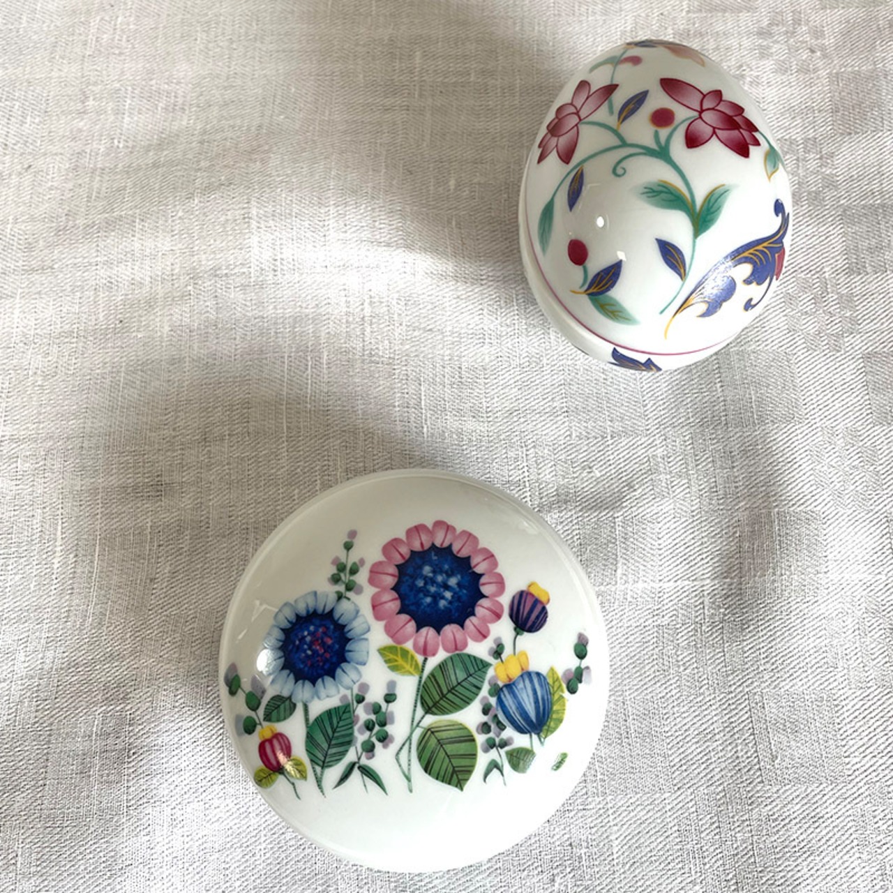 ボンボニエール　レトロなお花柄　青い花　リモージュ　Limoges 12OTdi4