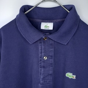 ラコステ　ポロシャツ　刺繍ロゴ　シェルボタン　ユーロ古着　ネイビー　4サイズ
