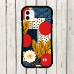 受注生産 iPhoneケース 赤い実と白い花のナイト民芸柄｜ボタニカル FMSY029B