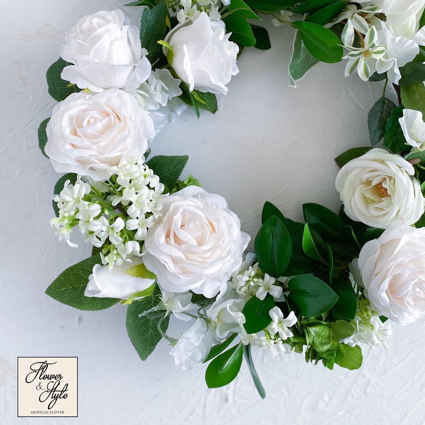 ジャスミンとバラのリース アーティフィシャルフラワー 造花