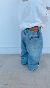 【outlet】loose denim pants