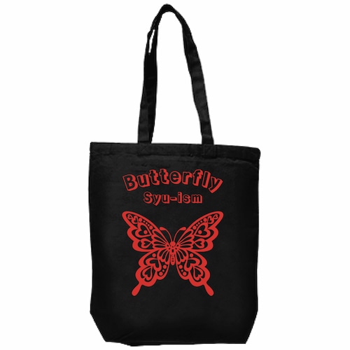 Butterfly　ロゴ入りトートバック　ブラック