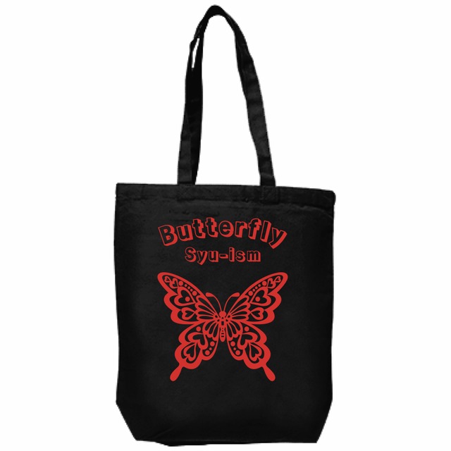 Butterfly　ロゴ入りトートバック　ブラック