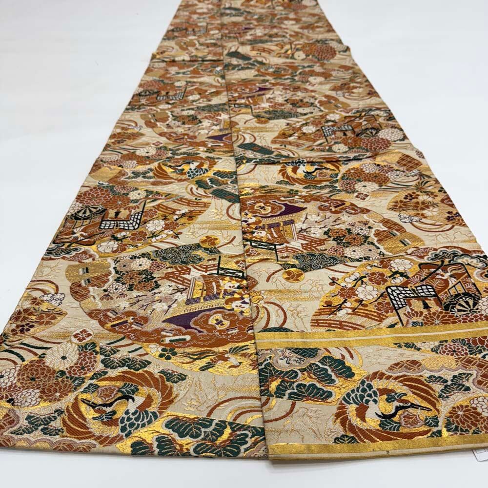 丸帯 アンティーク ヴィンテージ 全通 金帯 384cm 花嫁衣装 貸衣装 中古 リサイクル 結婚式 婚礼 着付け 舞台 きもの 着物 5087