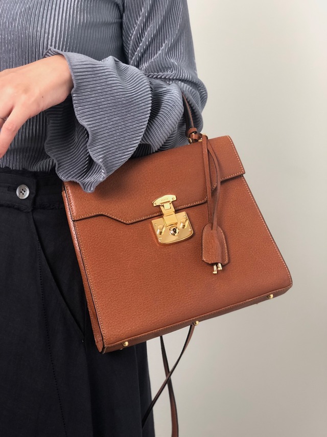 GUCCI グッチ レディロック ショルダーバッグ ブラウン レザー 2WAY vintage ヴィンテージ オールド 8xrv5h