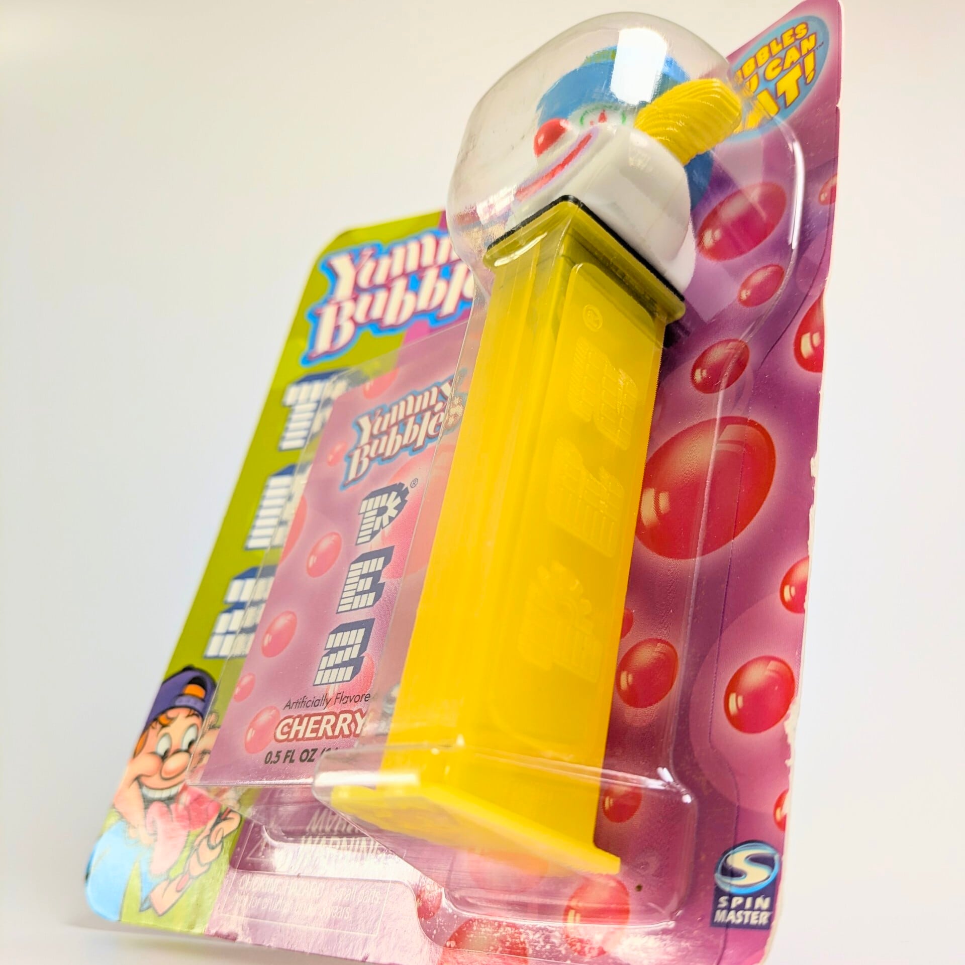 ☆ VINTAGE2002-2003 ☆【 PEZ 】 『 Yummy Bubbles ( ヤミー・バブルズ )  / ピーター・ペッツ  』PEZ / ペッツ  / クリアイエローステム / ピエロ  〚アメリカン雑貨 アメトイ〛