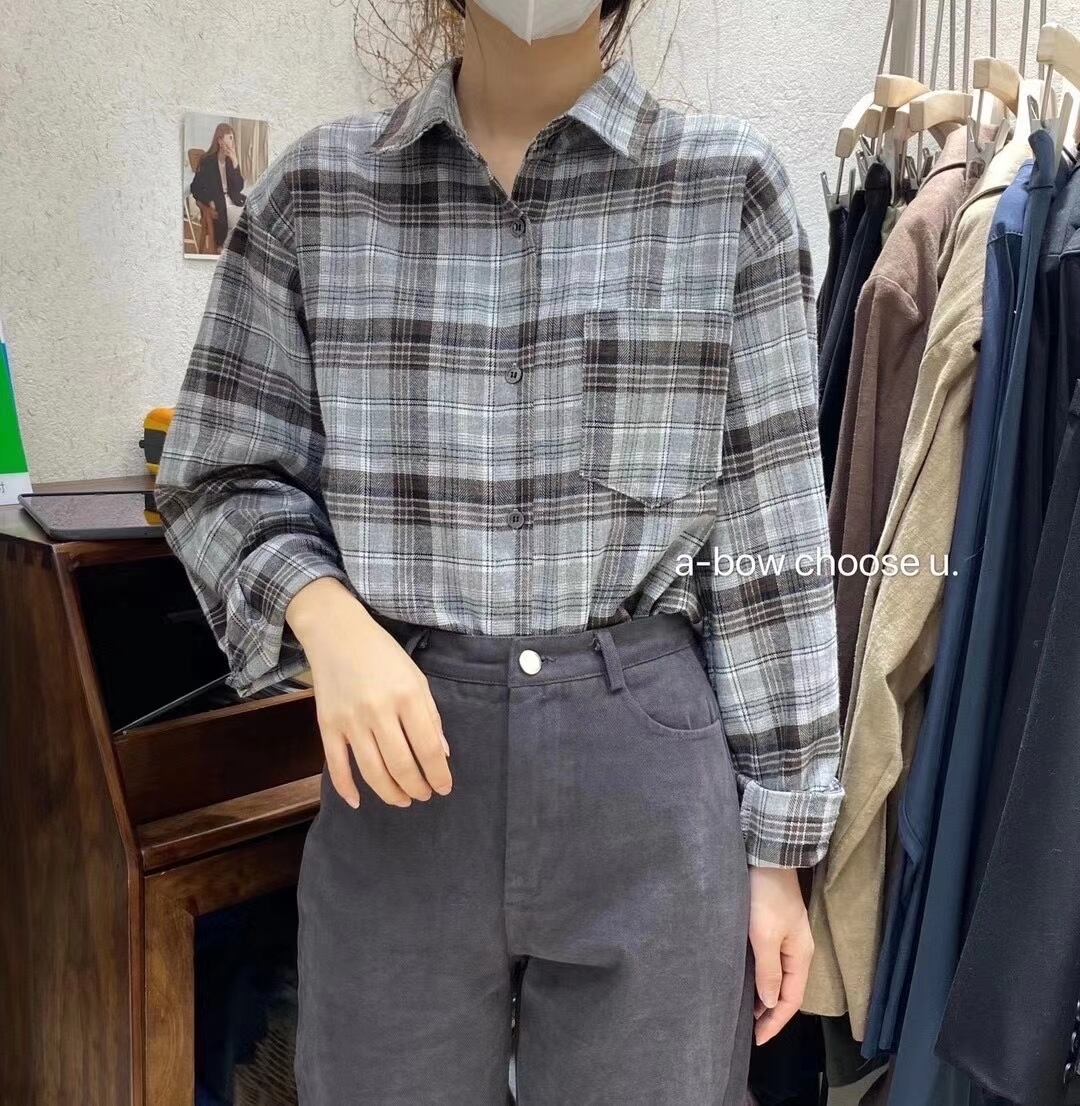 チェック柄　ネルシャツ　AJ2205-D08