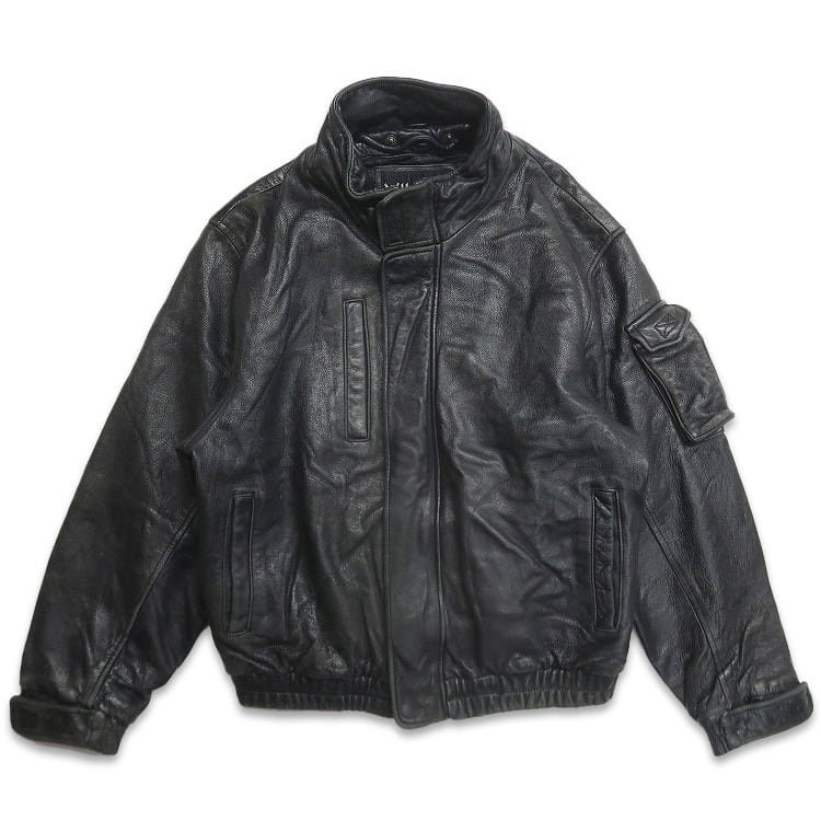 古着 PRESTON & YORK レザージャケット ブルゾン ブラック 表記：S