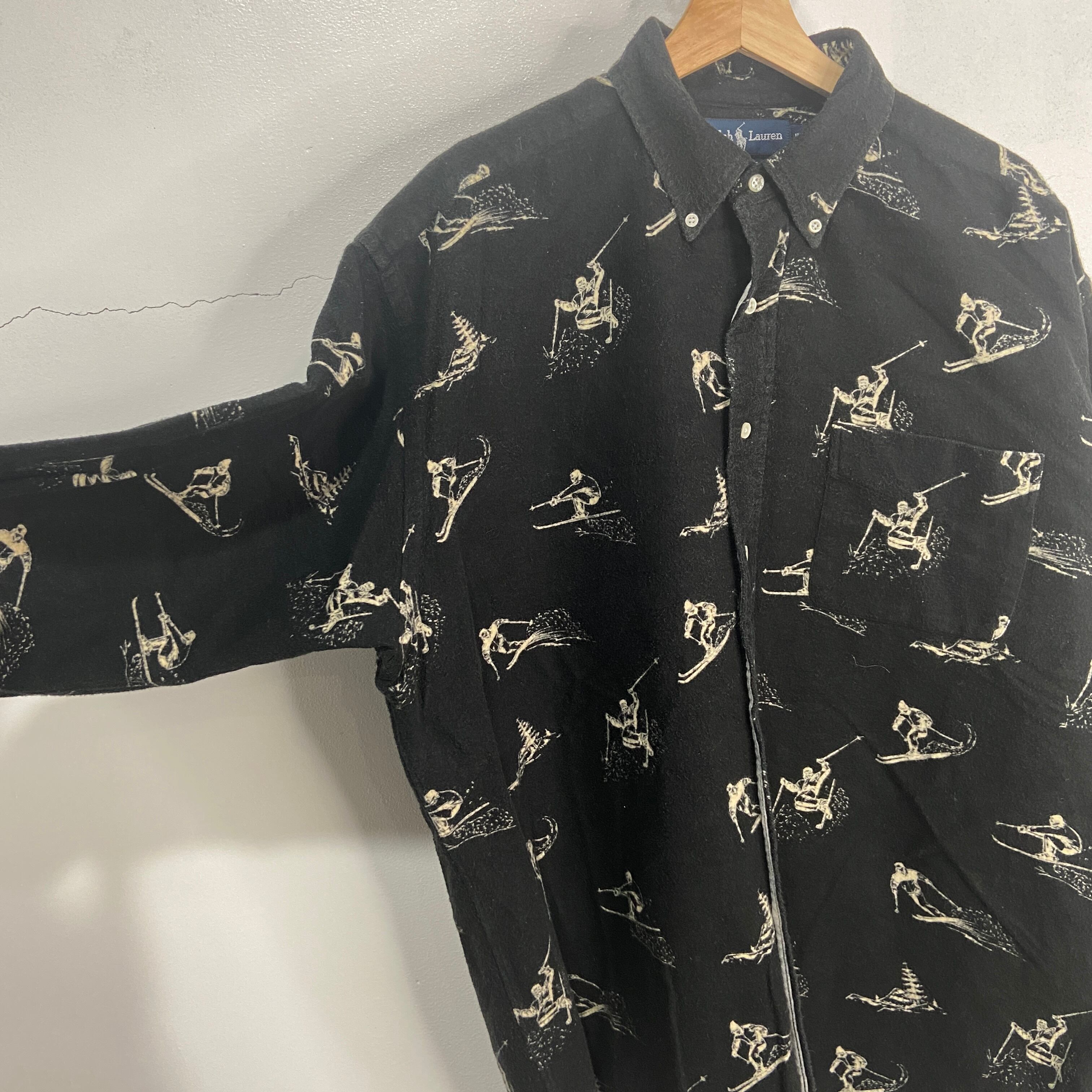 送料無料』Ralph lauren 90s スキー柄シャツ BIGSHIRT シャモア | 古着 