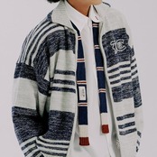 BOUCLE STRIPE KNIT TIE_NAVY