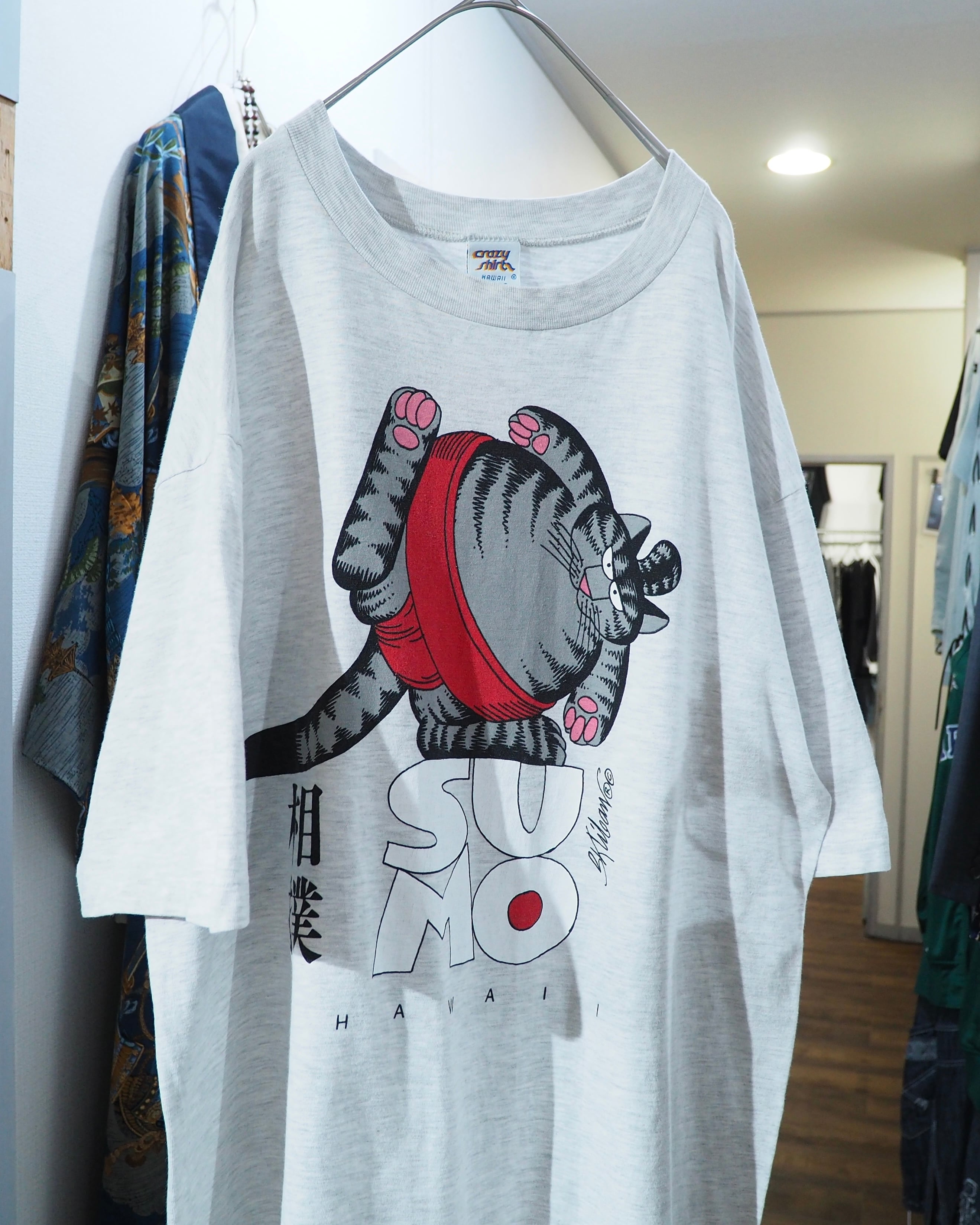 1990s " Made in USA - Kliban Cat " " 相撲 ‐ SUMO " Double-side printed vintage loose Tee