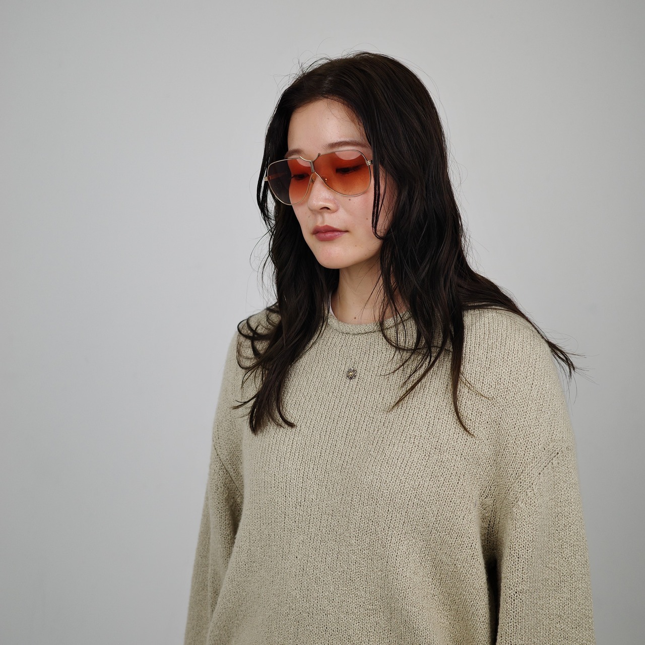 "YVES SAINT LAURENT" AVIATOR OVAL SUNGLASSES