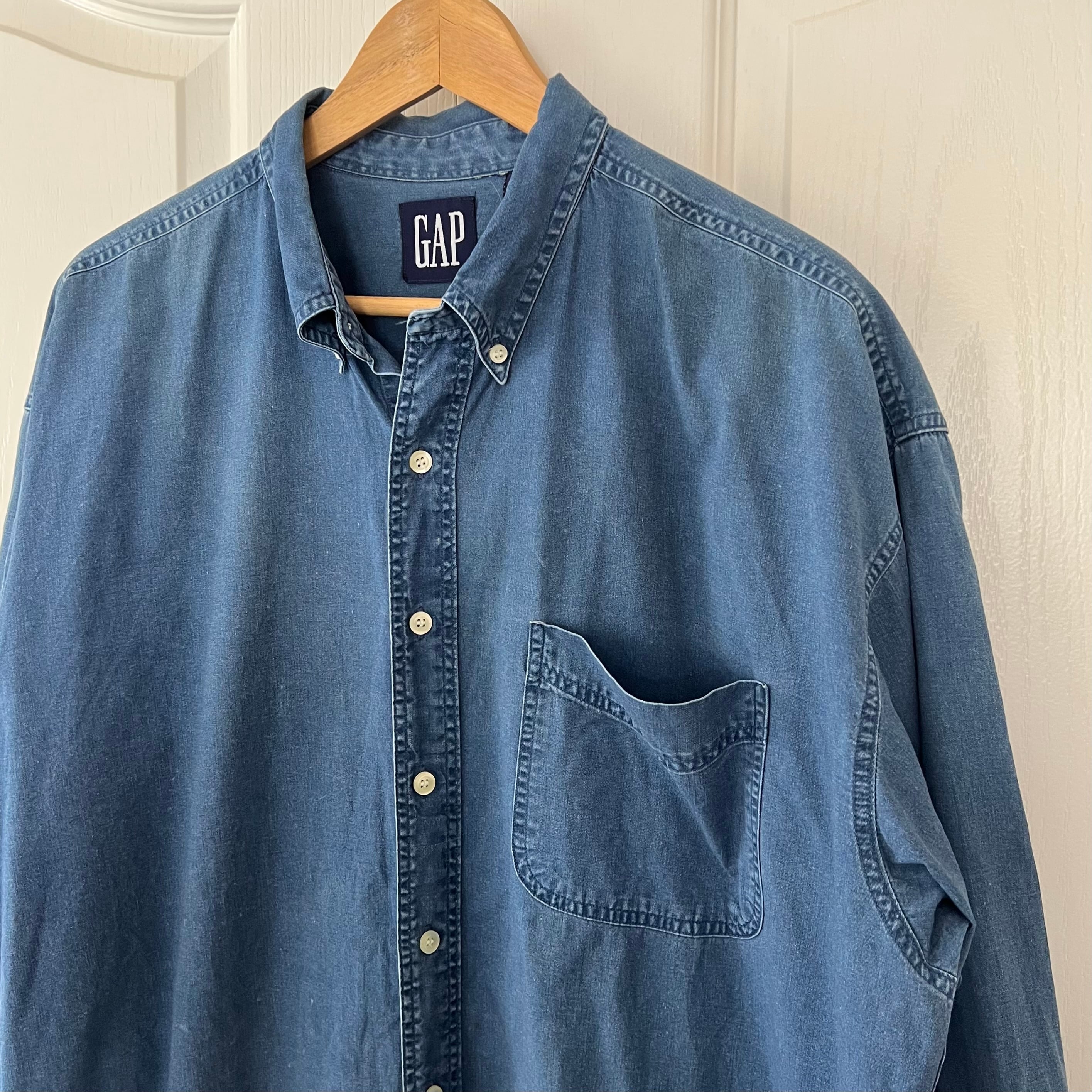 90s【OLD GAP】ポケット ロンT XL ネイビー コットン 鹿子 USA 
