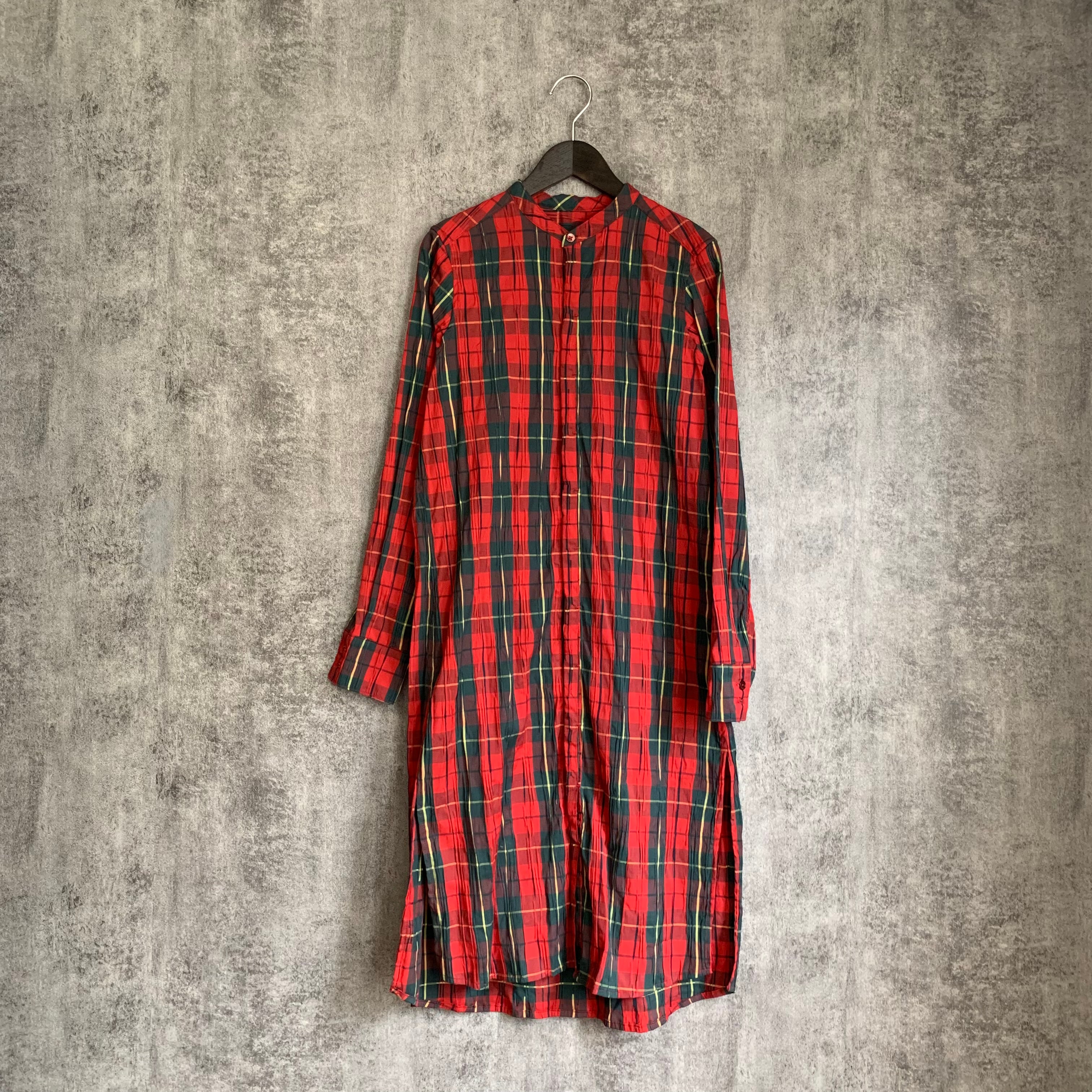 Sale 赤チェックのシャツワンピース Red check shirt dress | Kajiku