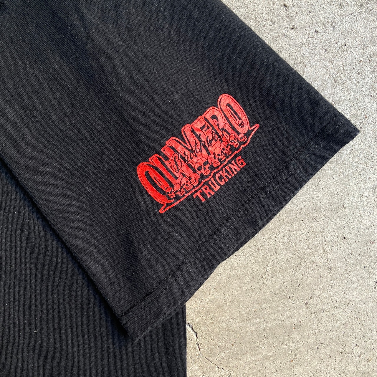 00年代 POKER RUN ”RED WHITE 2005”ドクロ 両面プリント Tシャツ 