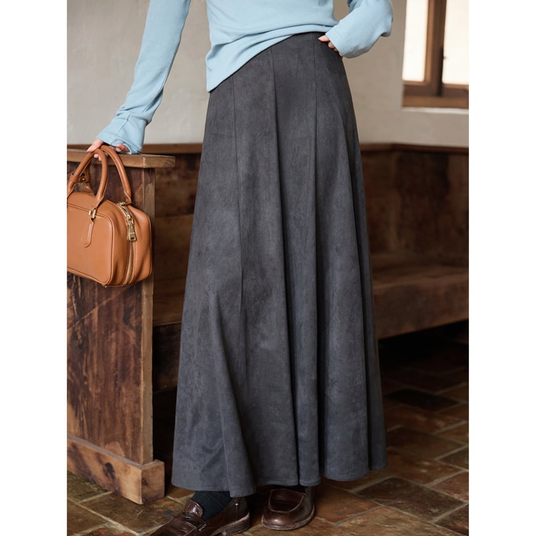 faux suede flared skirt